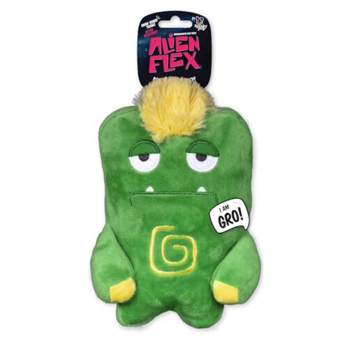Spunky Pup Alien Flex Plush Squeaker Dog Toys_Gro