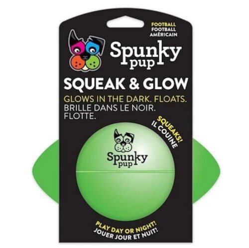 Spunky Pup Glow in the Dark football dog toygreen
