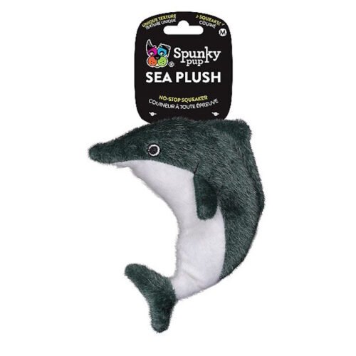 Spunky Pup Sea Plush Dolphin Dog Toy MED