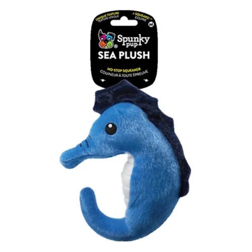 Spunky Pup Sea Plush Seahorse Dog Toy MED