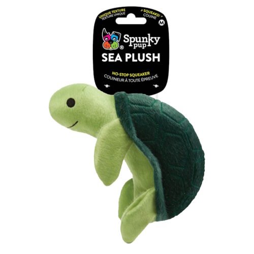 Spunky Pup Sea Plush Turtle Dog Toy Med